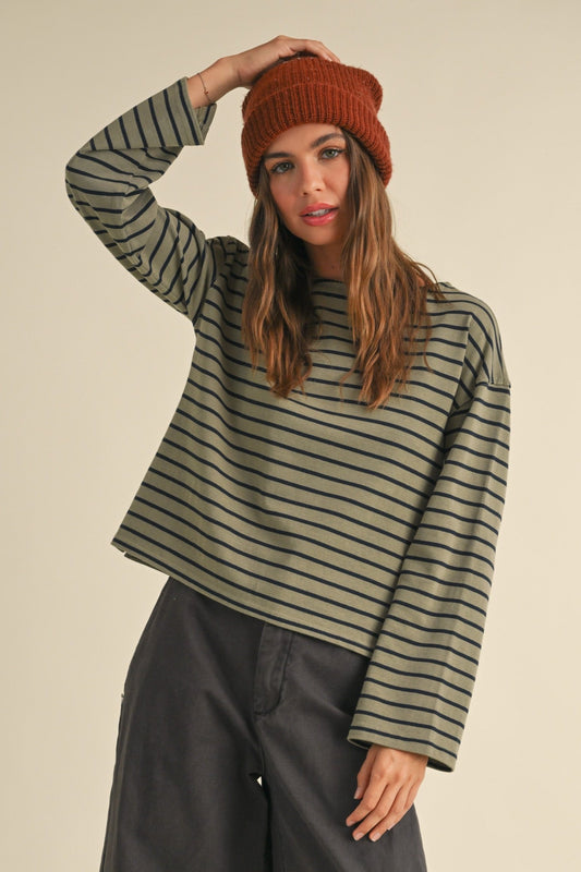 Striped Pattern Long Sleeve Top