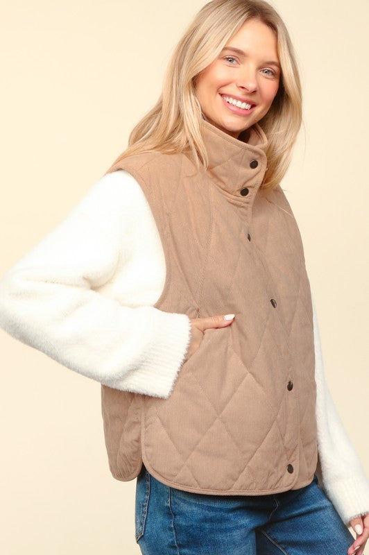 Corduroy Quilted Puffer Vest