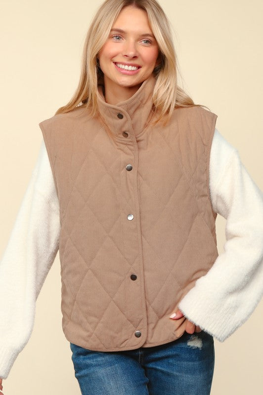 Corduroy Quilted Puffer Vest