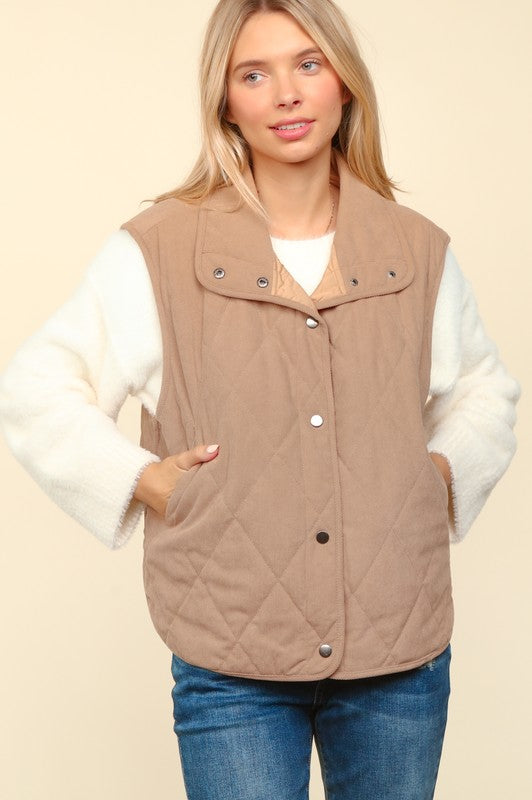 Corduroy Quilted Puffer Vest