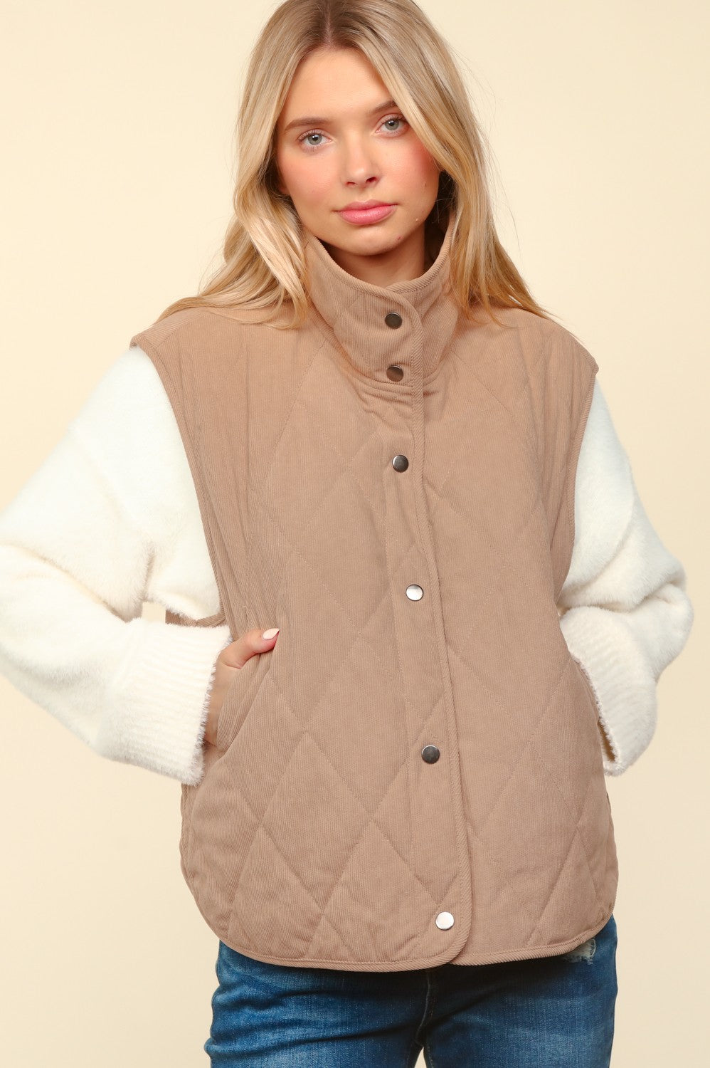 Corduroy Quilted Puffer Vest