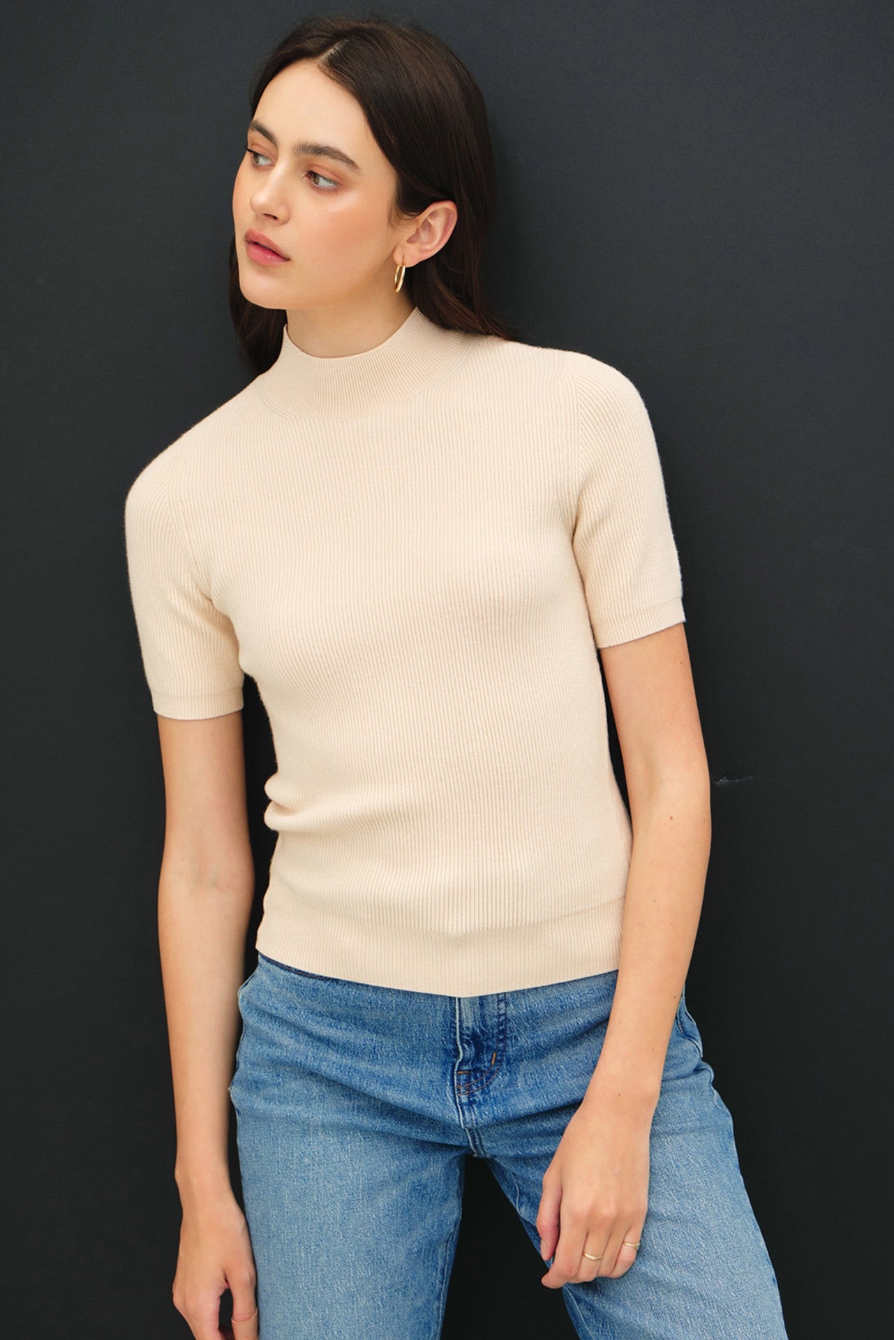 Mock Neck Sweater | Vanilla