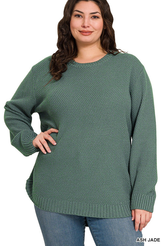 PLUS EXCLUSIVE Round Hem Sweater | Ash Jade