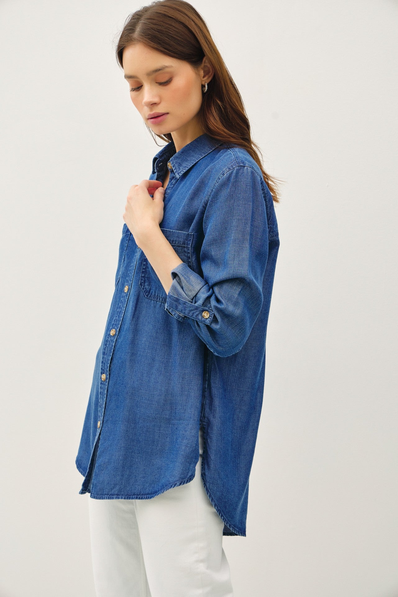 Denim Tencel Button Up