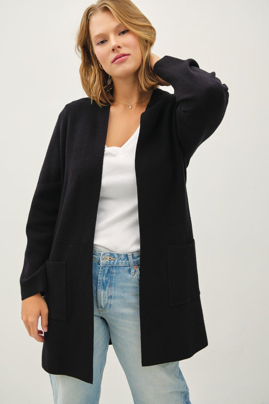 PLUS EXCLUSIVE | Open Knit Cardigan | Black