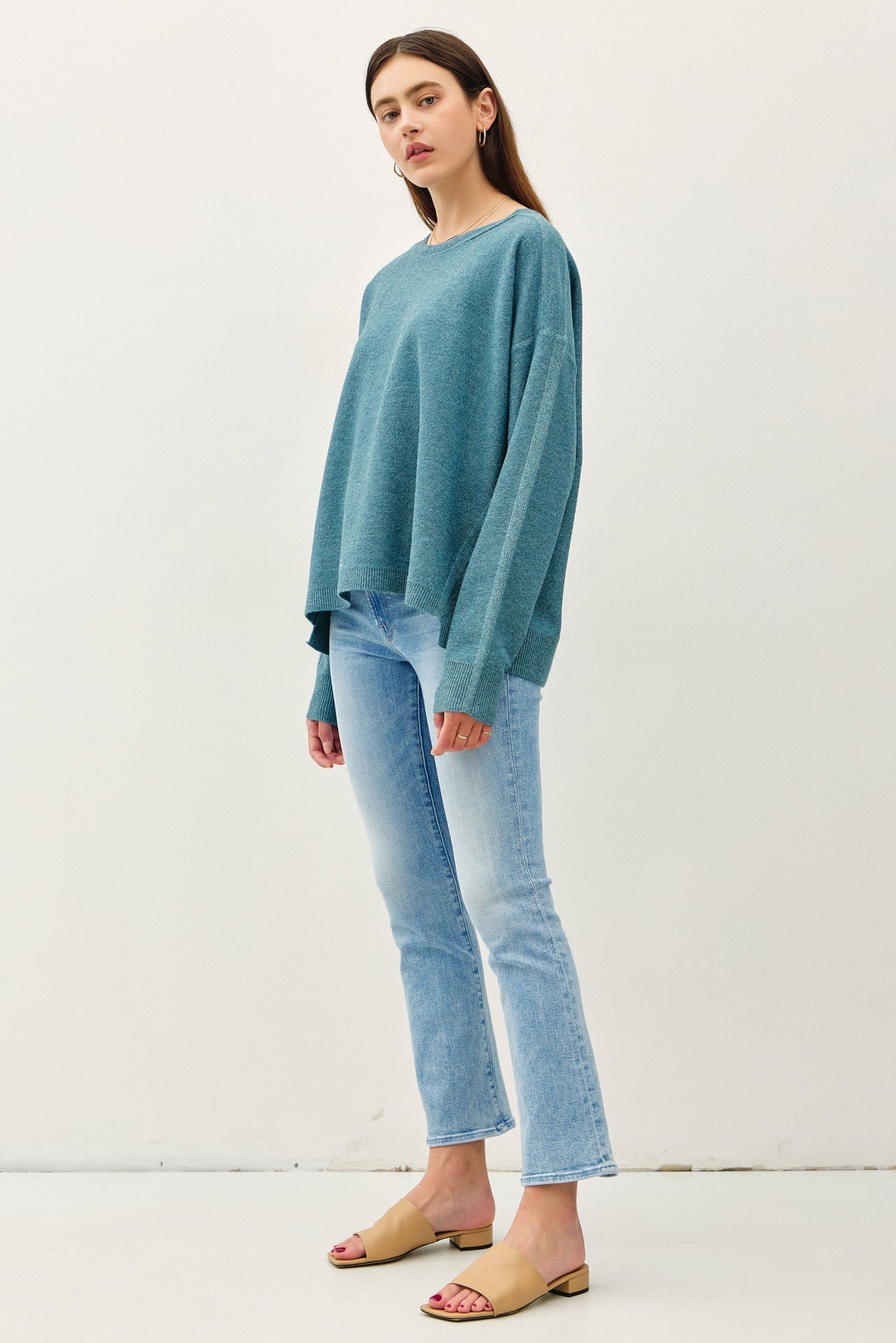 Oversized Slub Sweater | Teal