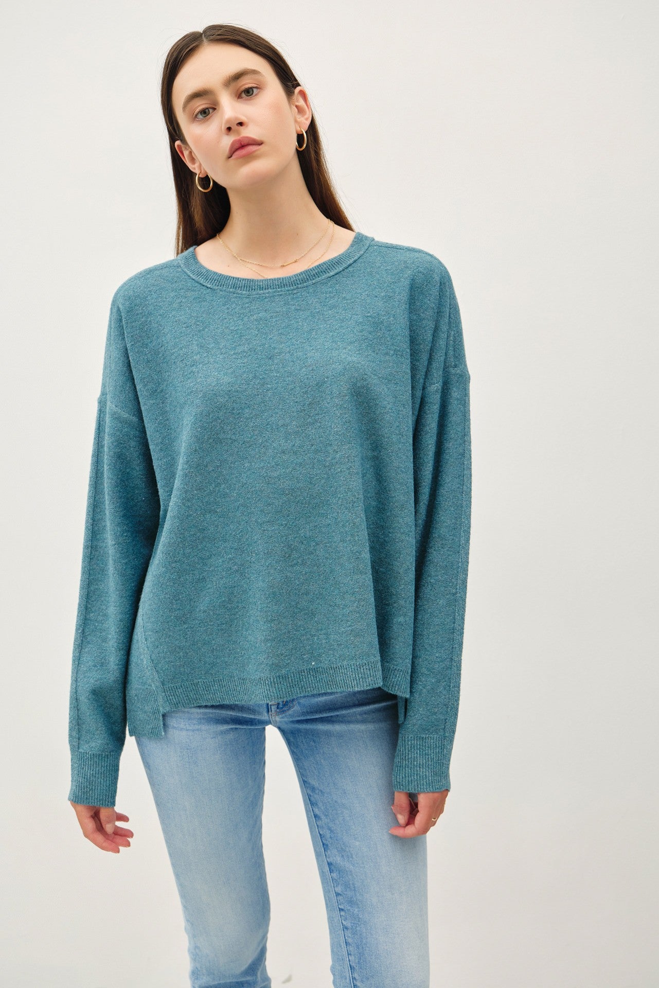 Oversized Slub Sweater | Teal