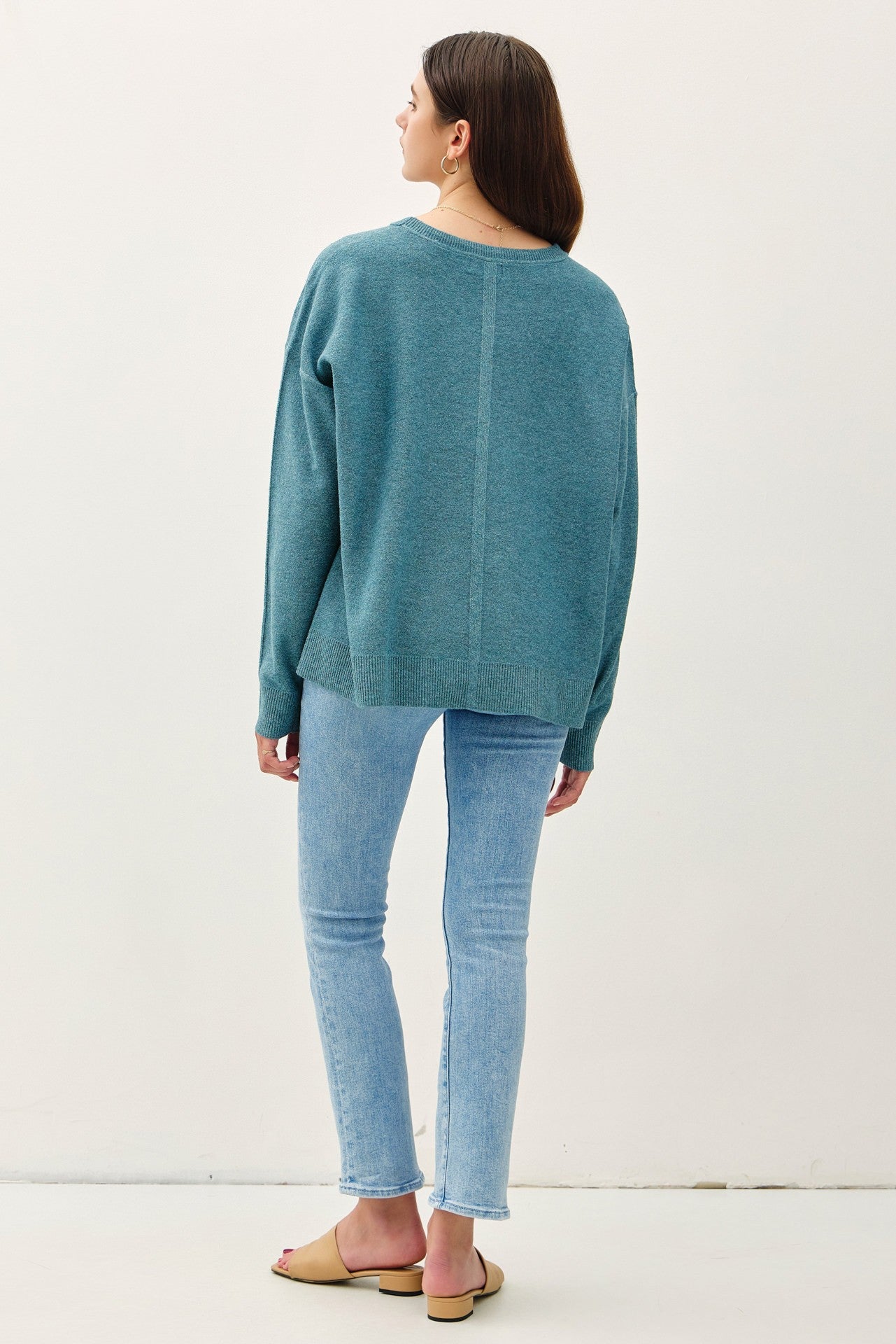 Oversized Slub Sweater | Teal