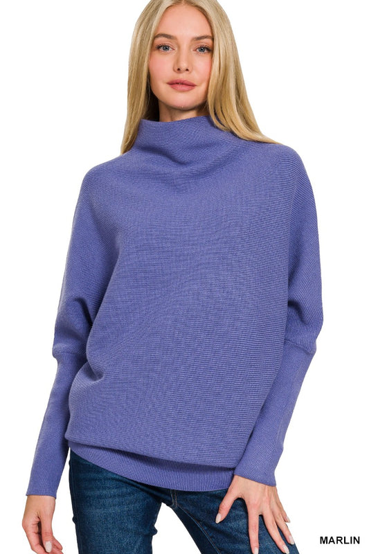 Dolman Sleeve Mock Neck Sweater