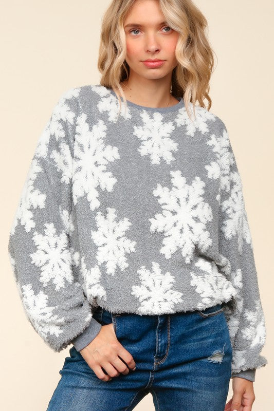 Sherpa Snowflake Puffy Pullover