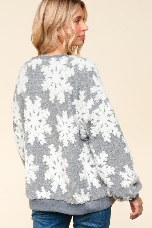 Sherpa Snowflake Puffy Pullover