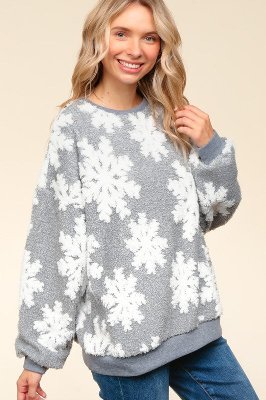 Sherpa Snowflake Puffy Pullover