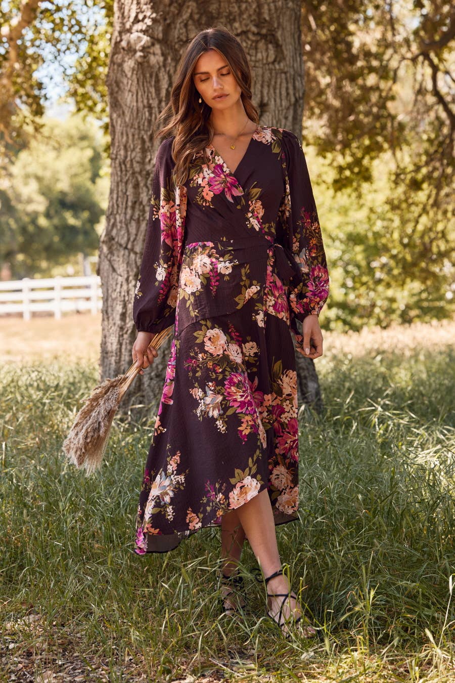 Floral Wrap Midi Dress