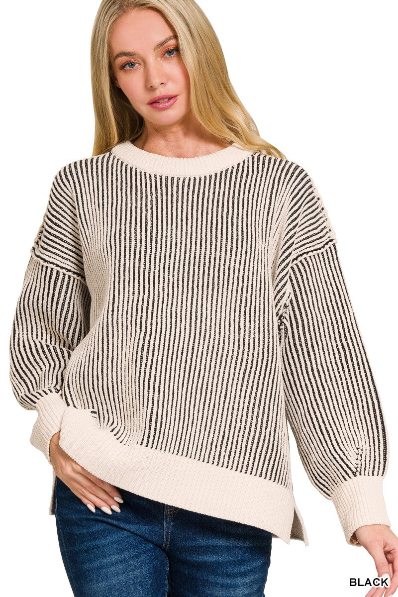 Two-Tone Crewneck Sweater