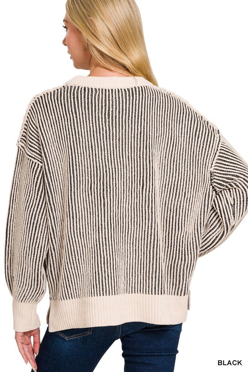 Two-Tone Crewneck Sweater