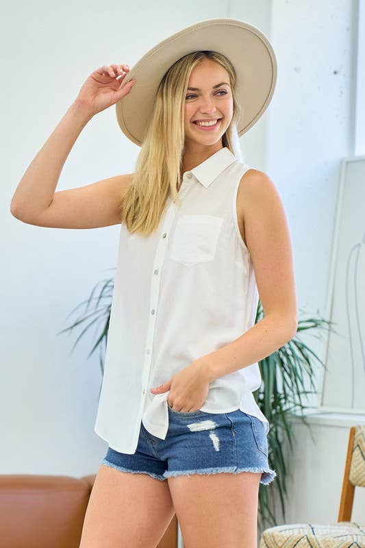 Sleeveless Button Down Tank