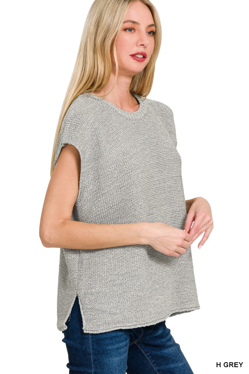 Oversized Crew Neck Sweater Vest | H. Grey