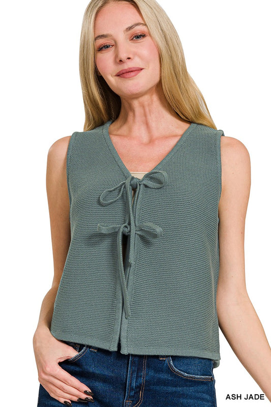 Tie Front Sweater Vest