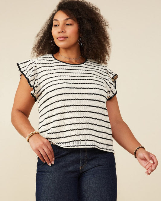 Contrast Piped Textured Stripe Knit Tank