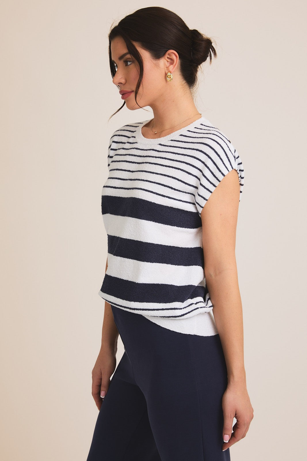 Sleeveless Navy Striped Sweater