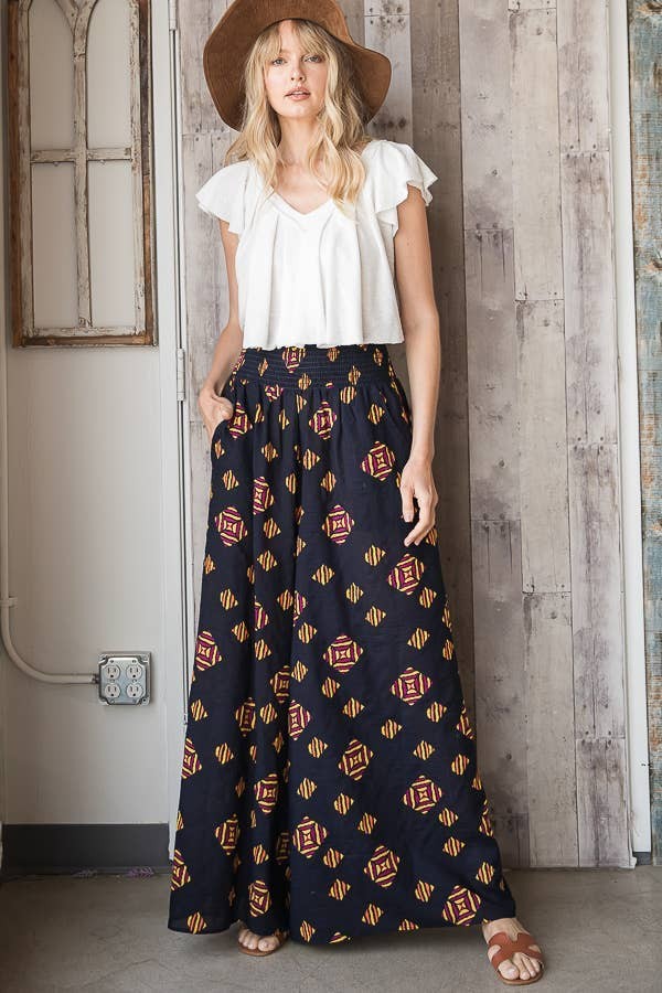 Geometric Print Maxi Pants