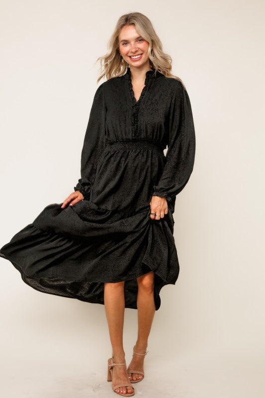 Smocking Waist Tiered Midi Dress