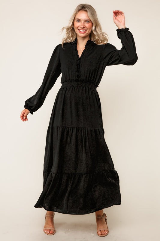 Smocking Waist Tiered Midi Dress
