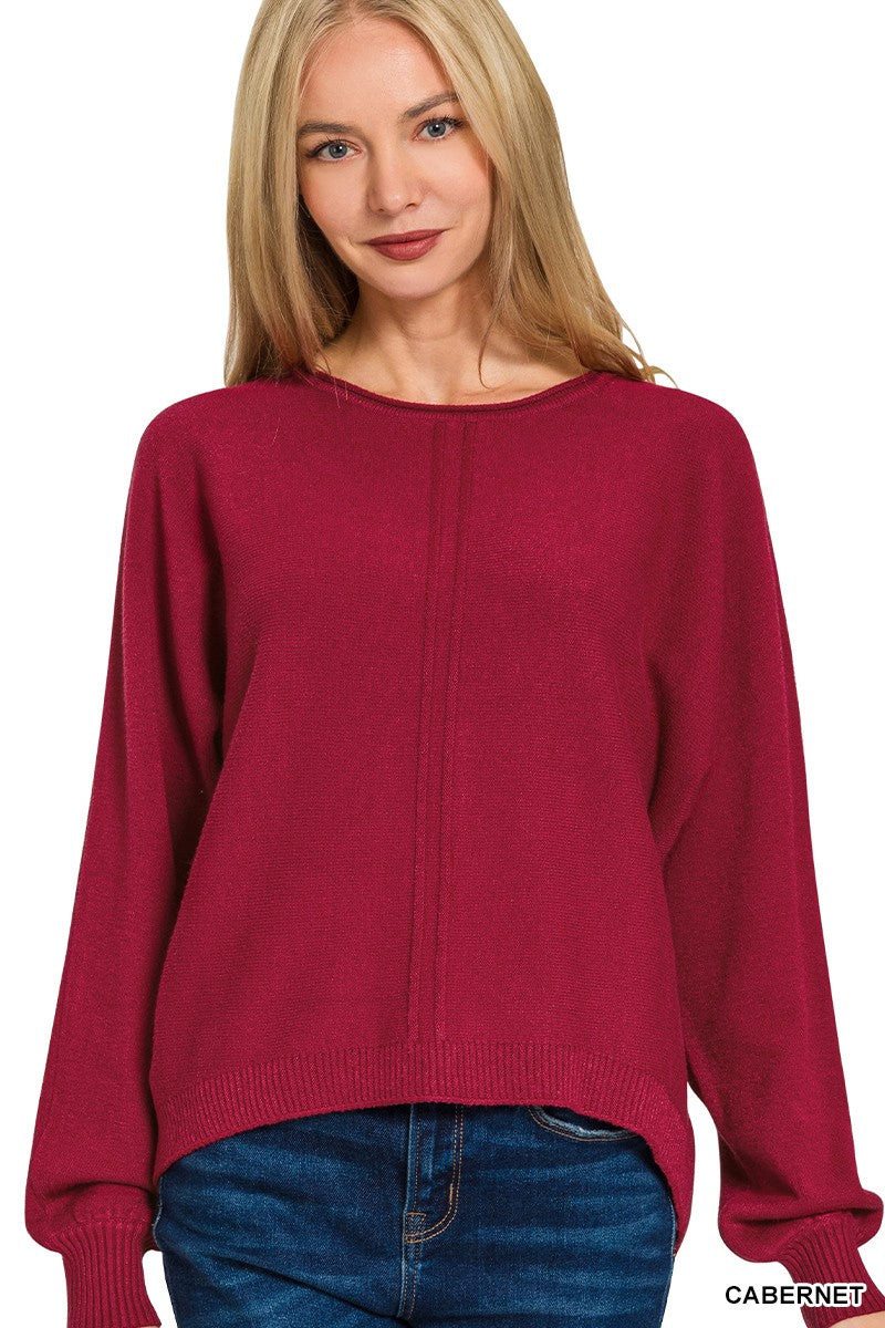 Viscose Front Seam Sweater | Cabernet