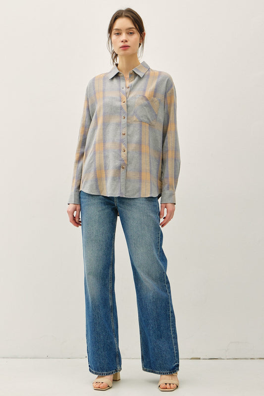 Cotton 100 Classic Faded Plaid Shirt