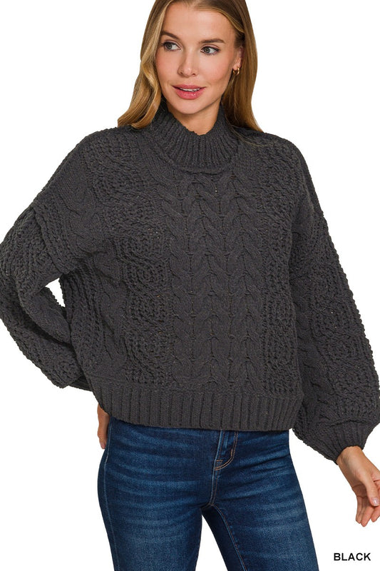 Cable Knit Sweater | Black