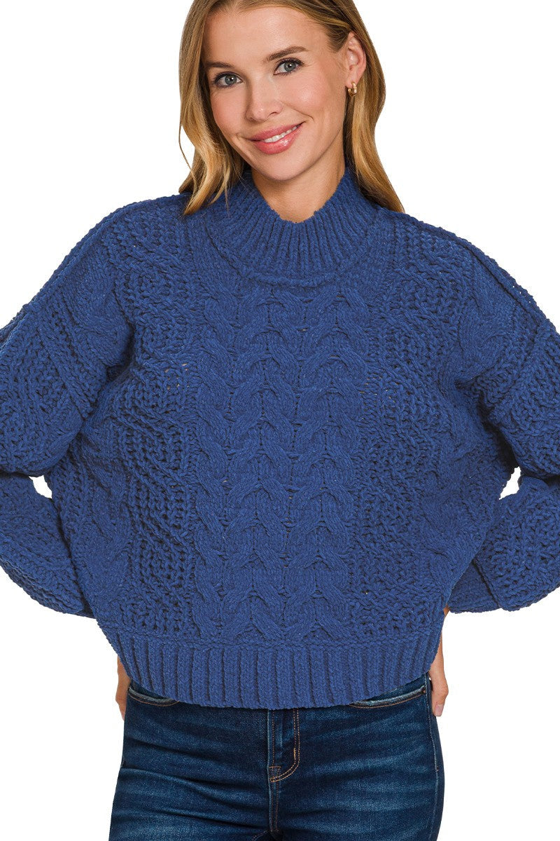 Cable Knit Sweater | Royal Blue