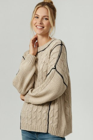 Oversized Cable Pattern Sweater