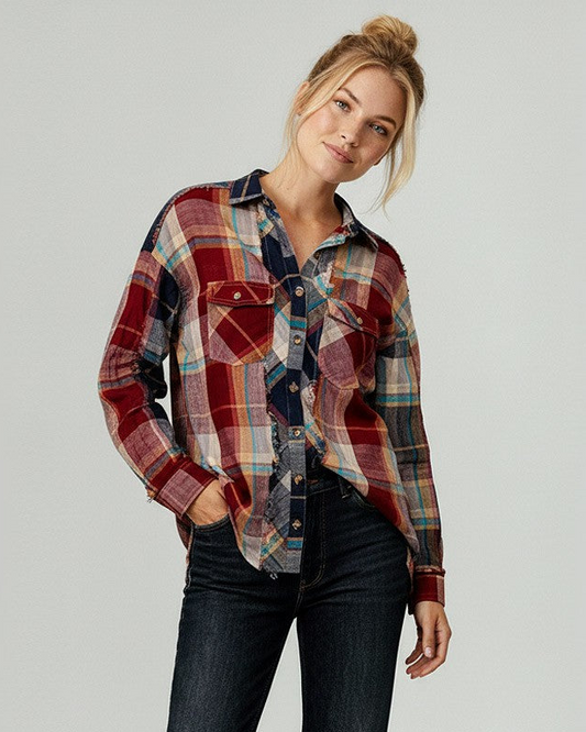 Button Down Plaid Washed Shirts
