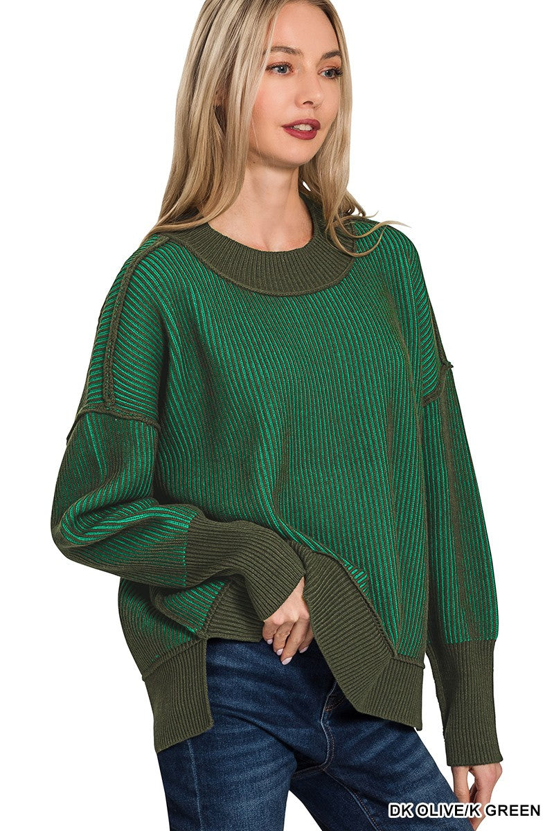 Exposed Seam Two-Tone Sweater