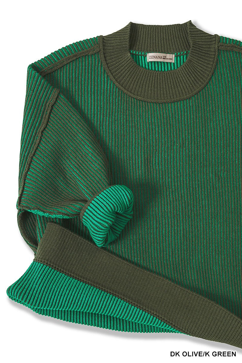 Exposed Seam Two-Tone Sweater