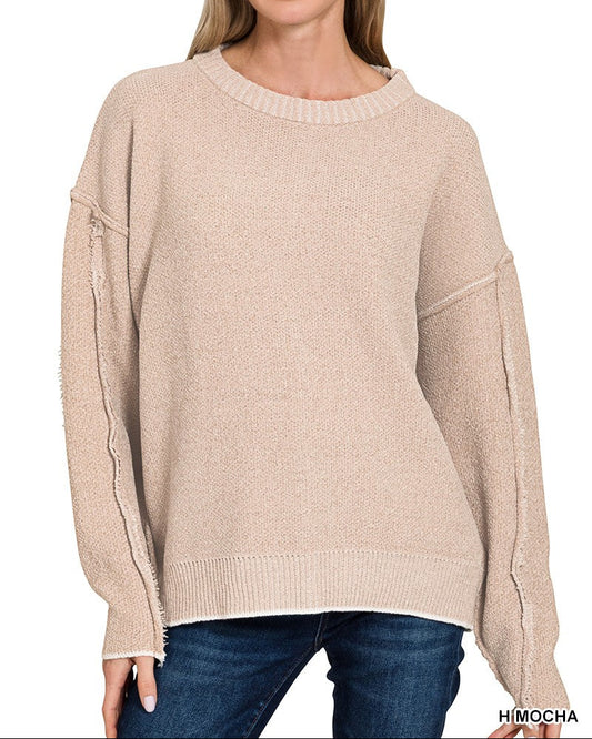 Exposed Seam Sweater | Heather Mocha