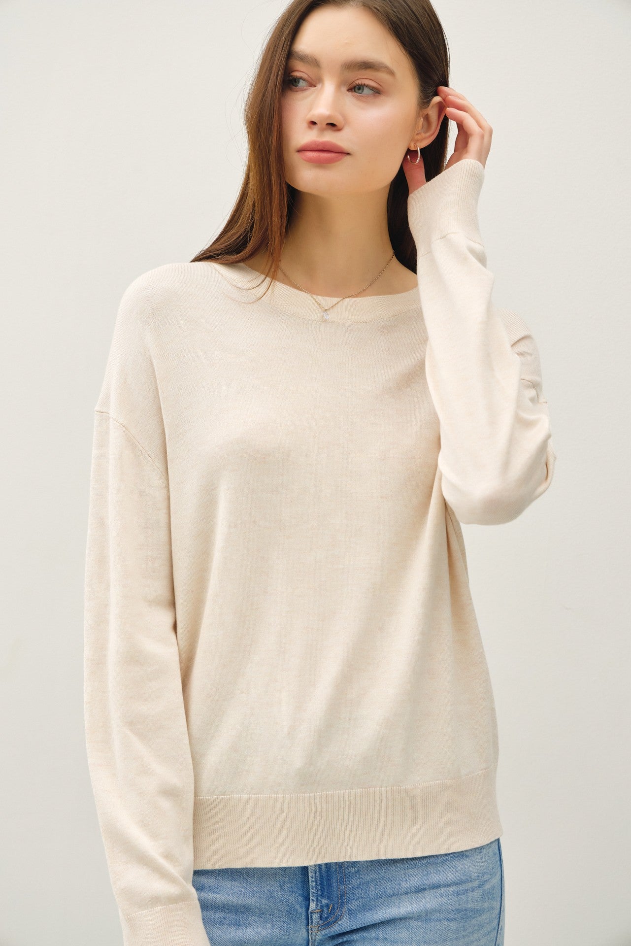 Drop Shoulder Sweater | Oatmeal