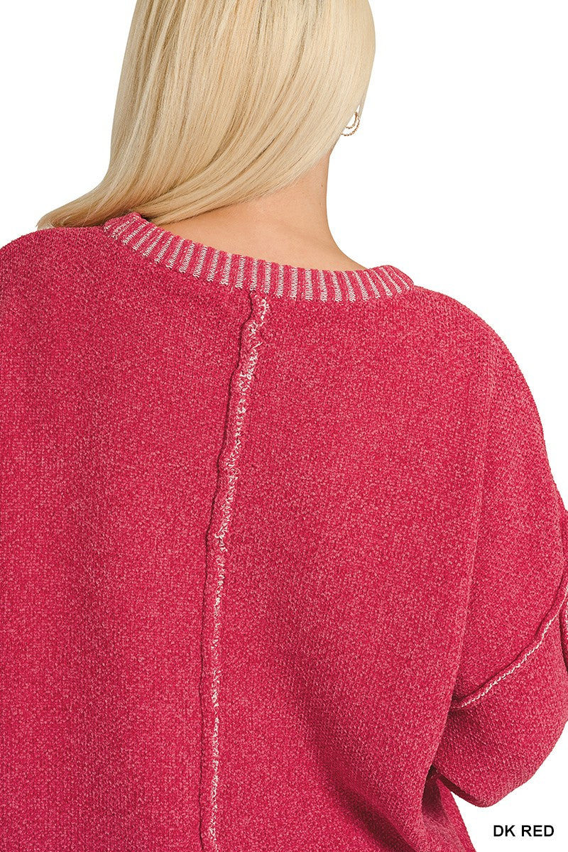 Exposed Seam Sweater | Red