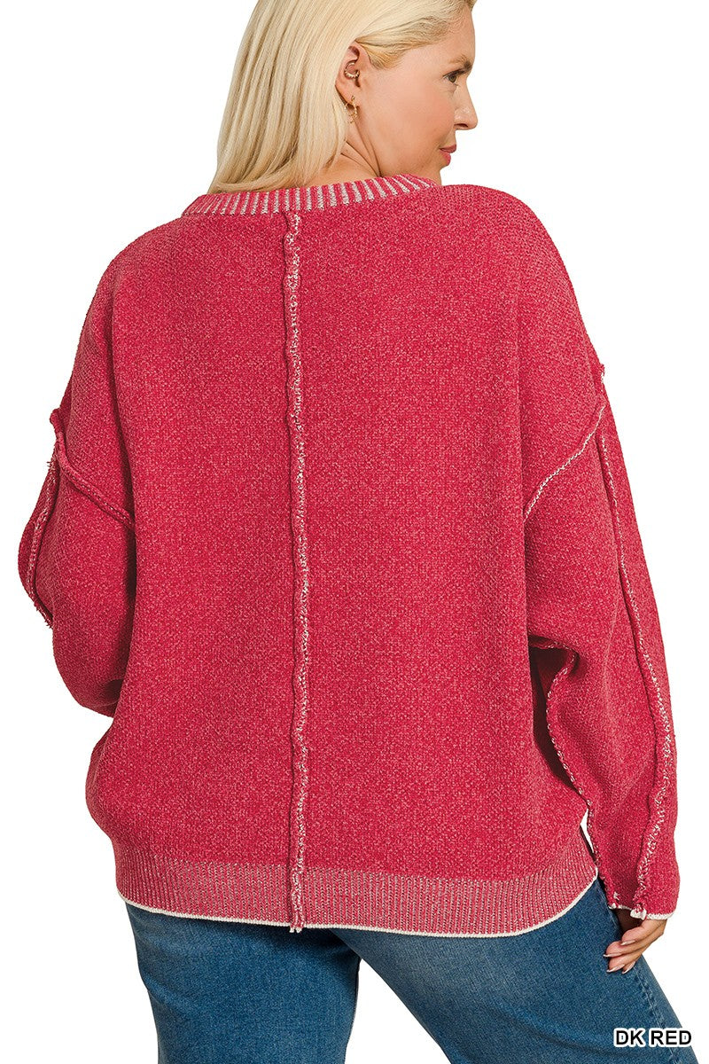 Exposed Seam Sweater | Red