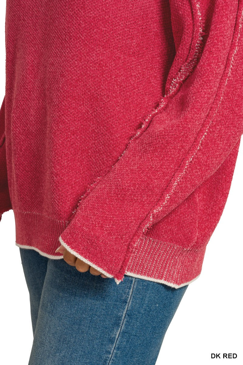 Exposed Seam Sweater | Red