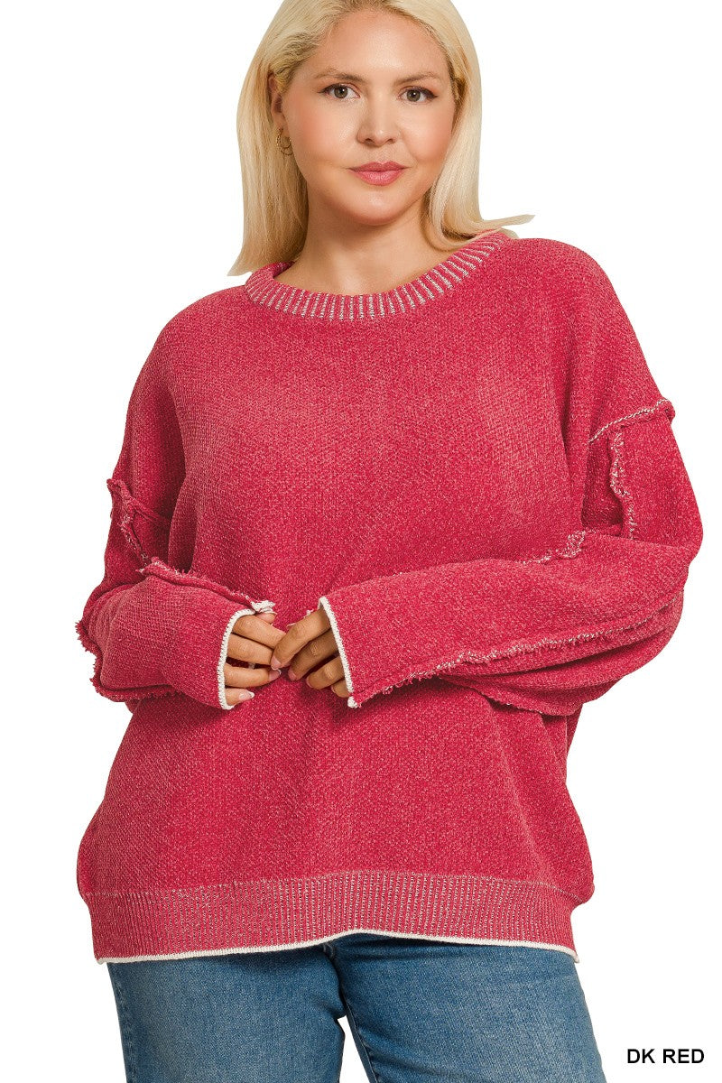 Exposed Seam Sweater | Red