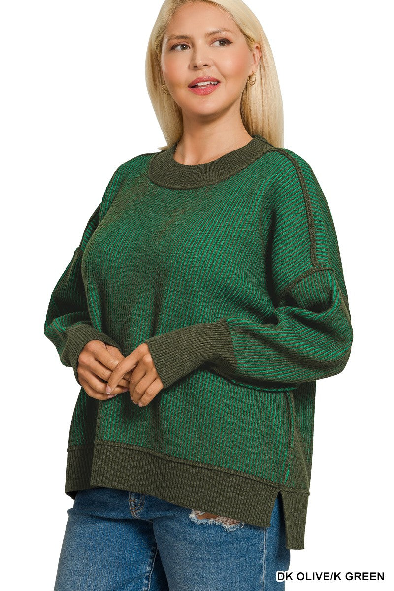 Exposed Seam Two-Tone Sweater