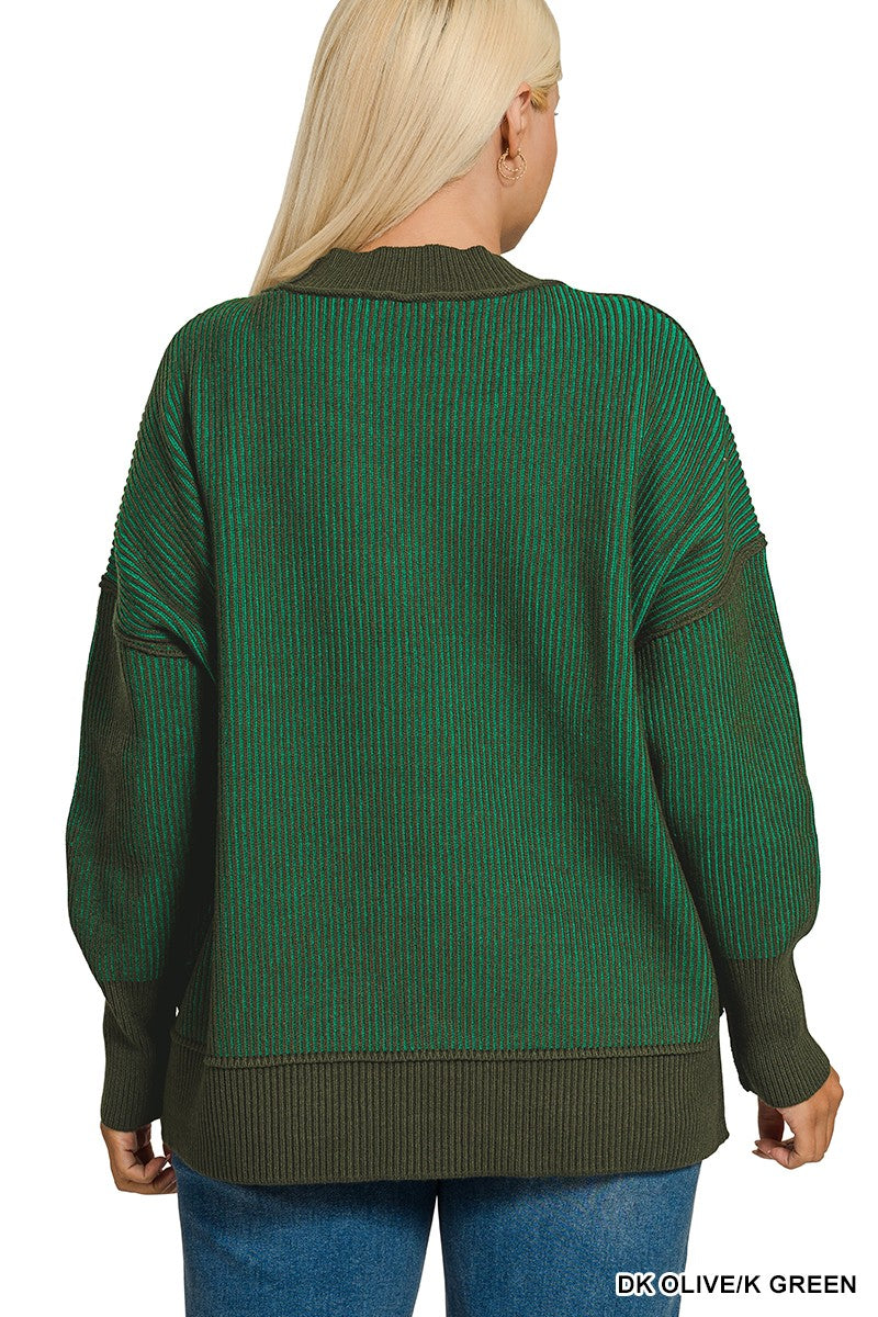 Exposed Seam Two-Tone Sweater