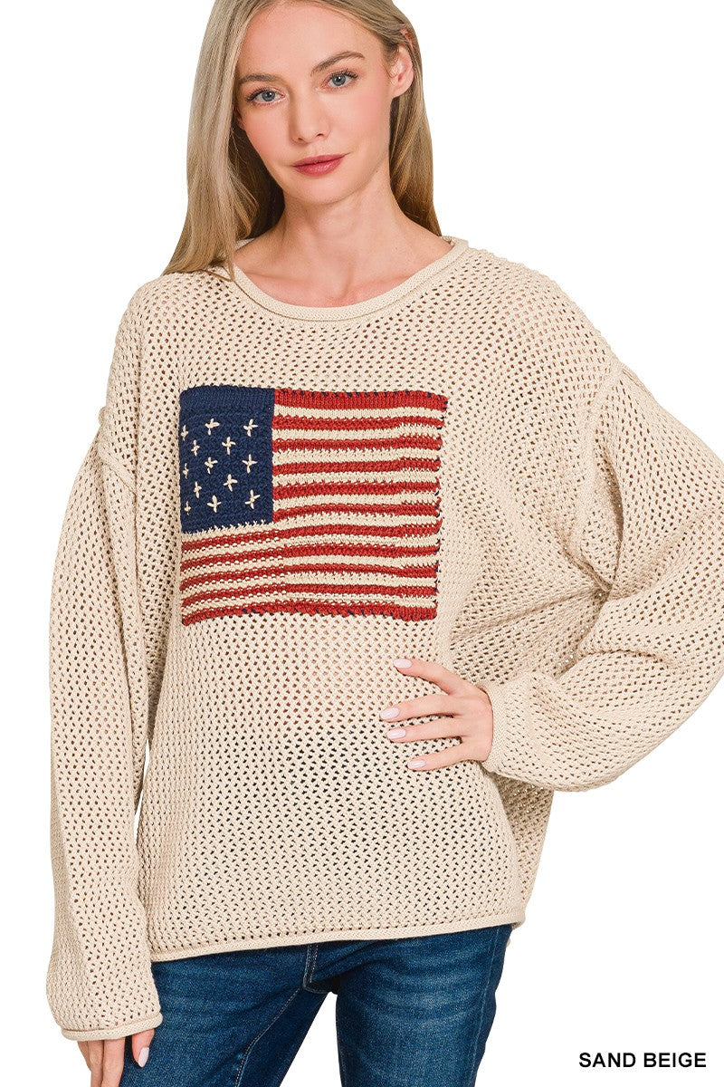 American Flag Sweater | Ivory