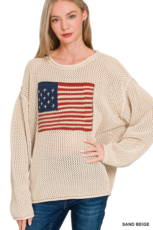 American Flag Sweater | Ivory