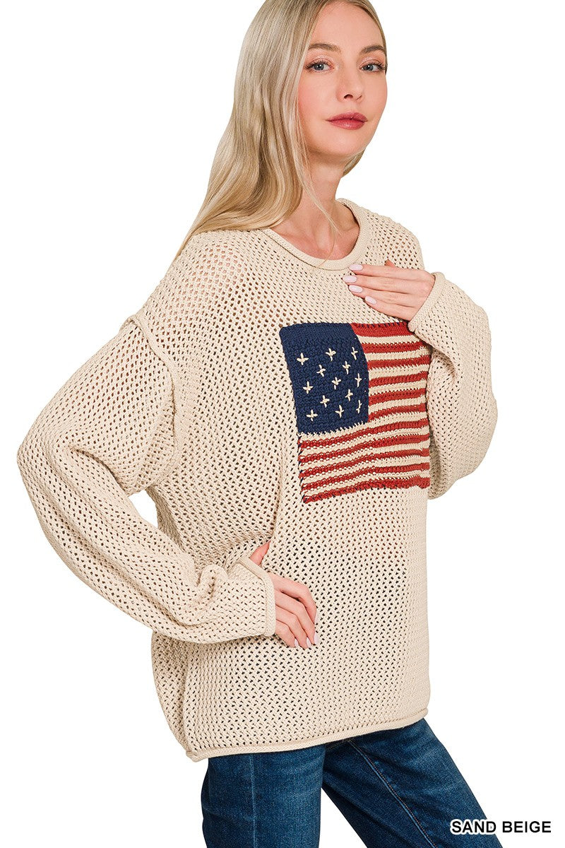American Flag Sweater | Ivory