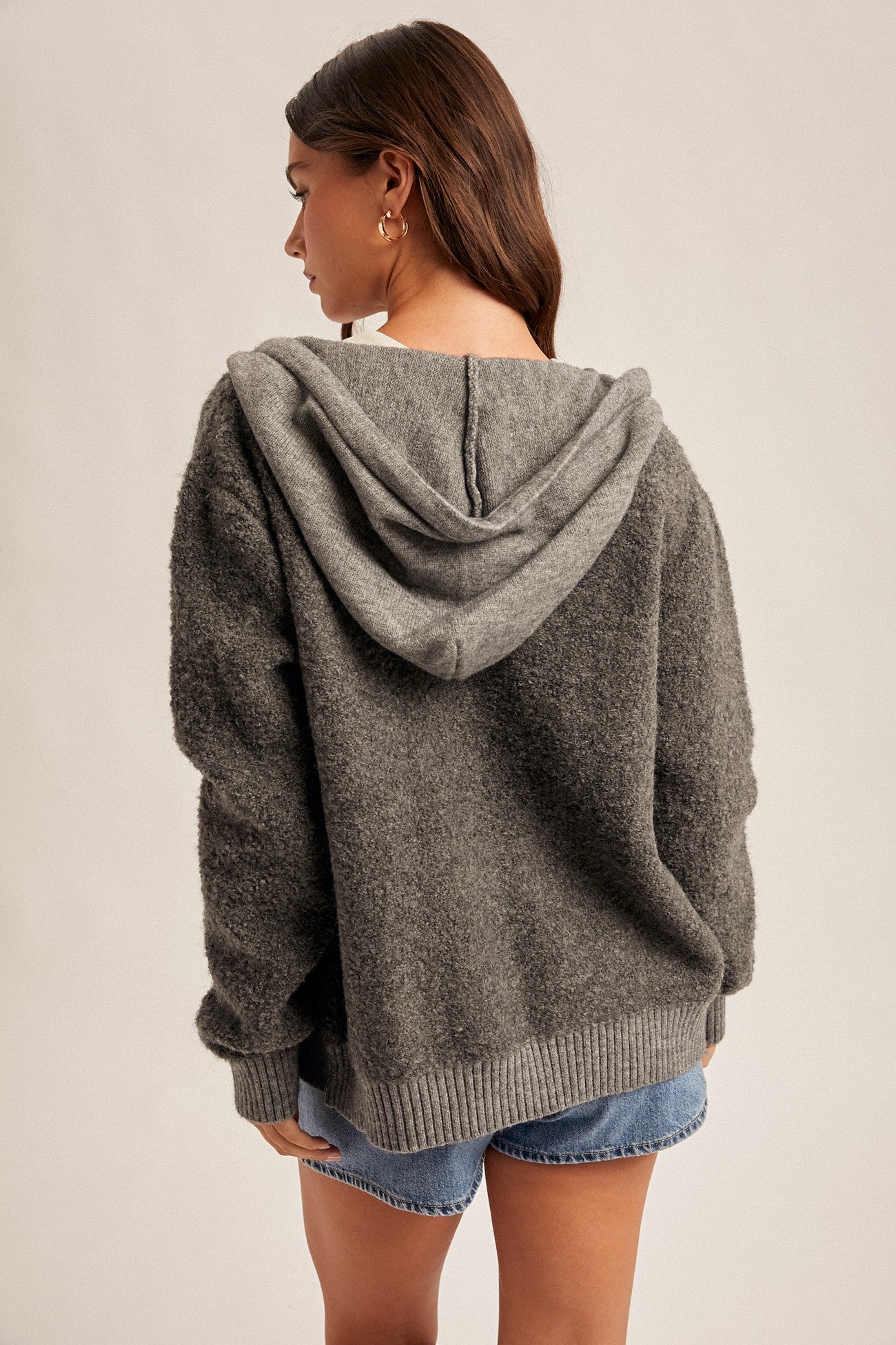 Button Boucle Hooded Cardigan
