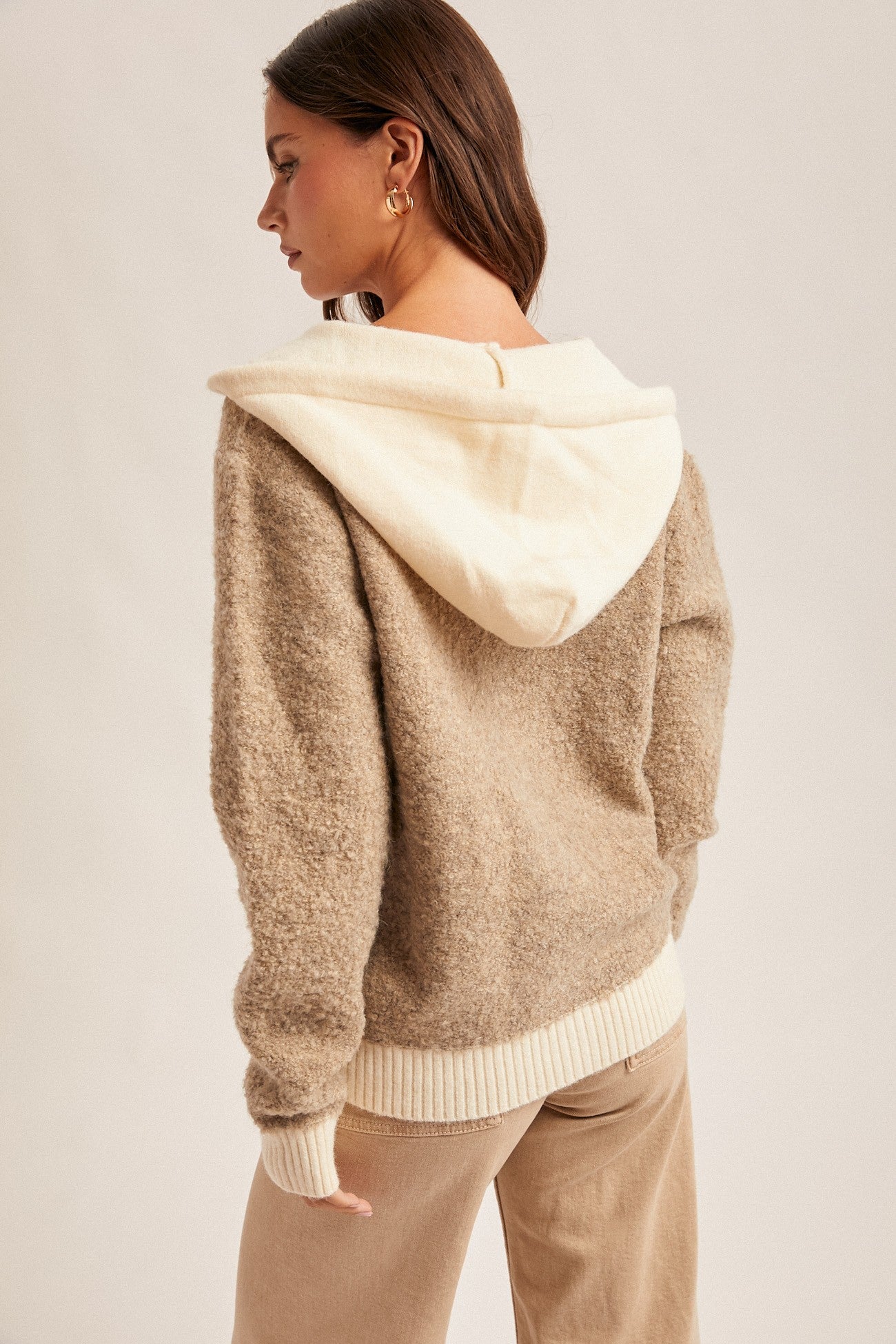 Button Boucle Hooded Cardigan