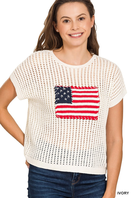 American Flag Cap Sleeve