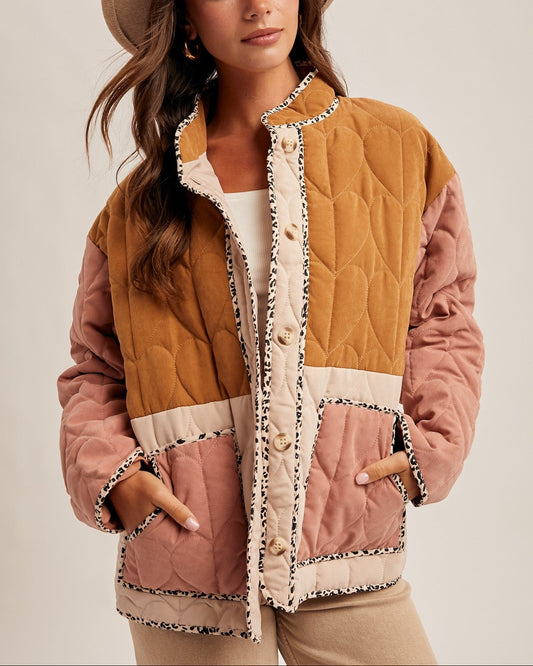 Color Block Quilted Jacket